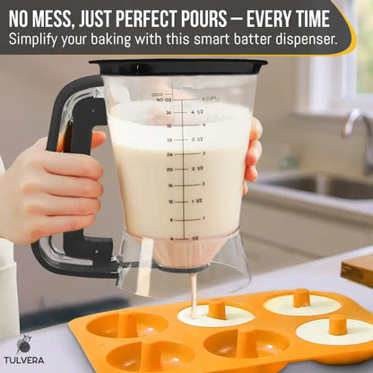 Pancake Batter Dispenser | 5-Cup Mix Pourer for Pancakes, Waffles, Crepes, Muffins, Cupcakes | Squeeze Handle, Portion Control Pitcher, Durable Drip-Free Design | Baking Accessories