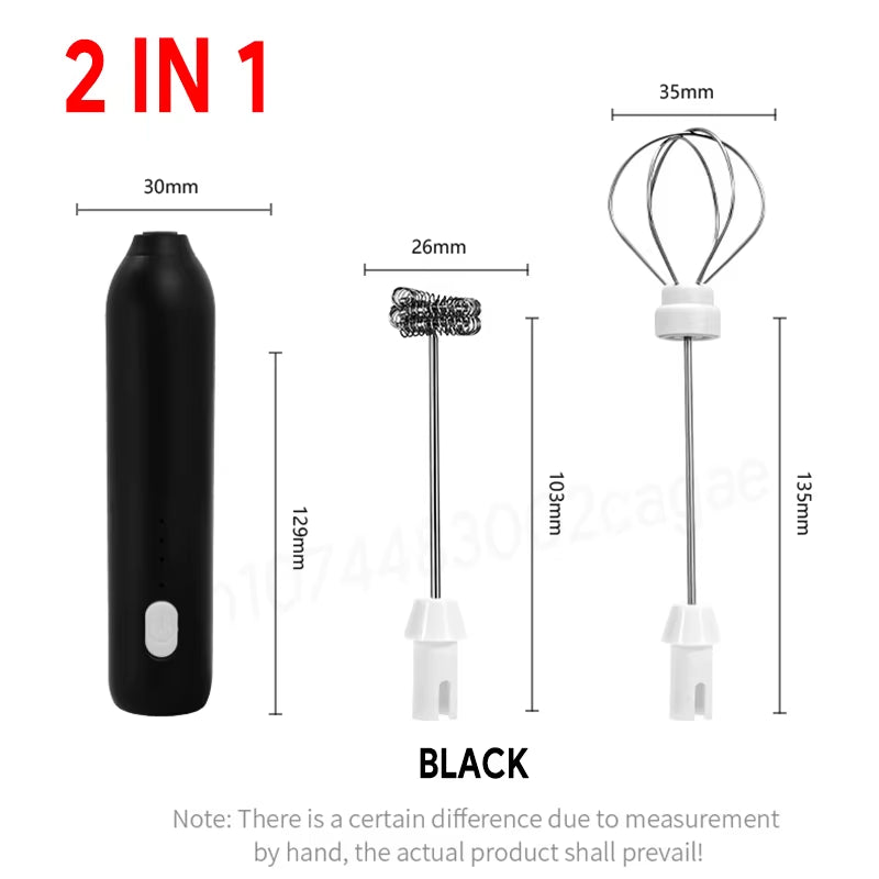 HOT Electric Milk Frother + Egg Beater Wireless Type-C Charging 3 Speeds Mini Handheld Foam Maker Coffee Whisk Cooking Tools