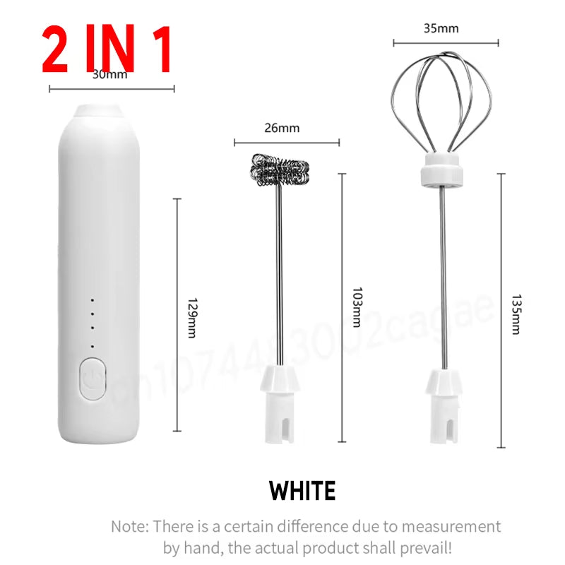 HOT Electric Milk Frother + Egg Beater Wireless Type-C Charging 3 Speeds Mini Handheld Foam Maker Coffee Whisk Cooking Tools